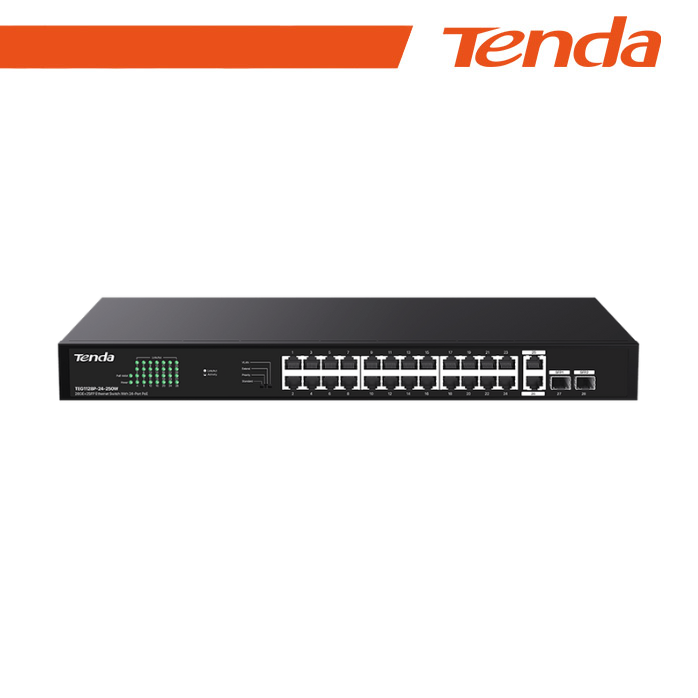 TENDA TEG1128P-24-250W SWITCH 26 PORTE GIGABIT LAN DI …