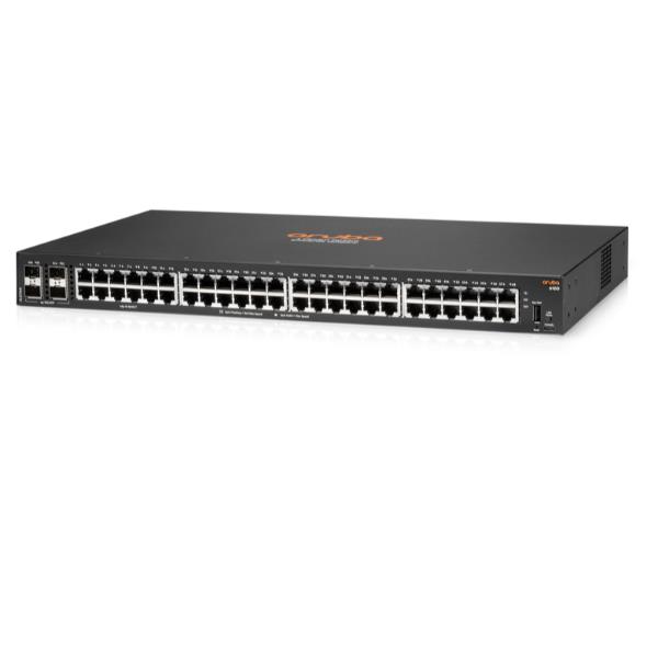 HPE Aruba 6100 48G 4SFP+ Switch - Switch - gestito - 48 x 10/100/1000 + 4 x 1 Gigabit / 10 Gigabit SFP+ - flusso d'aria da laterale a laterale - montabile su rack
