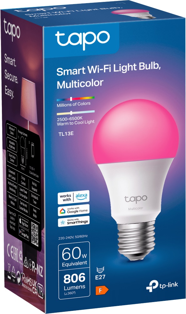 LAMPADA SMART Wi-Fi Multicolore TP-LINK TL13E E27 220-240V/50-60Hz, …