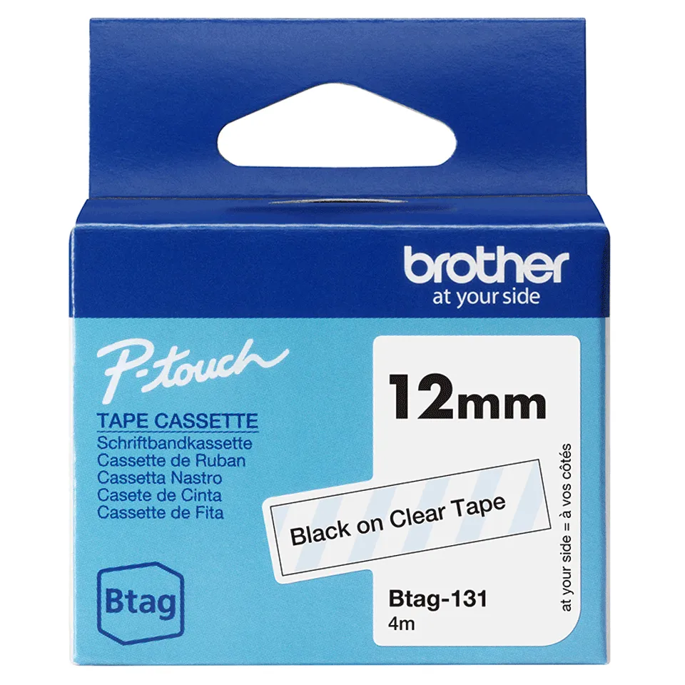 Brother Nastro BTAG131 da 12MM nero su trasparente …