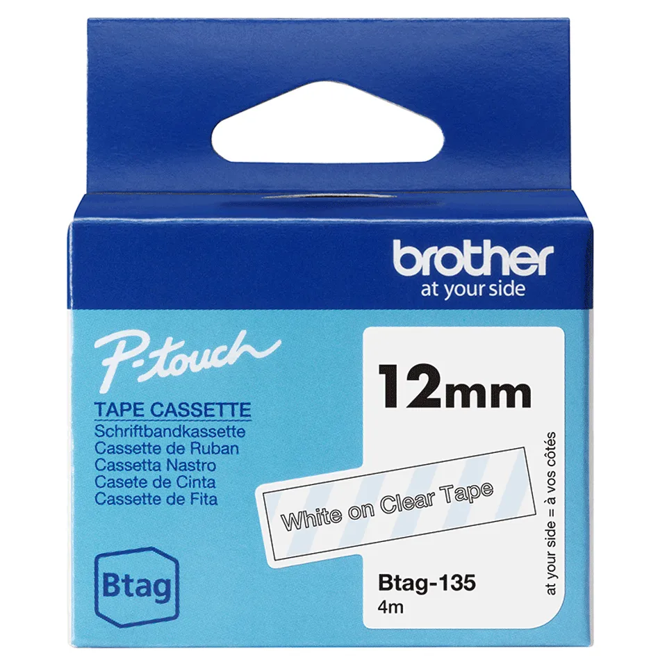 Brother Nastro BTAG135 da 12MM bianco su trasparente …