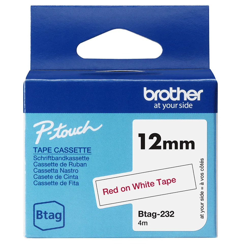 Brother Nastro BTAG232 da 12MM rosso su bianco …
