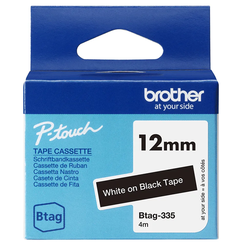 Brother Nastro BTAG335 da 12MM bianco su nero …
