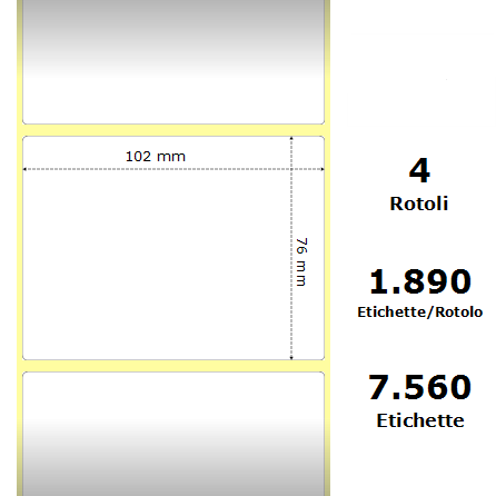 White 102x76mm,1890 Et/Rotolo Z-2000D, 4x3x3 Core, 4 Rolls