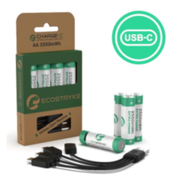 ECOSTRIKE BATTERIE RICARICABILI AL LITIO AAA MINI STILO …