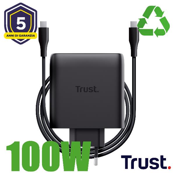 Trust Maxo Caricabatteria a 2 porte USB-C GaN …