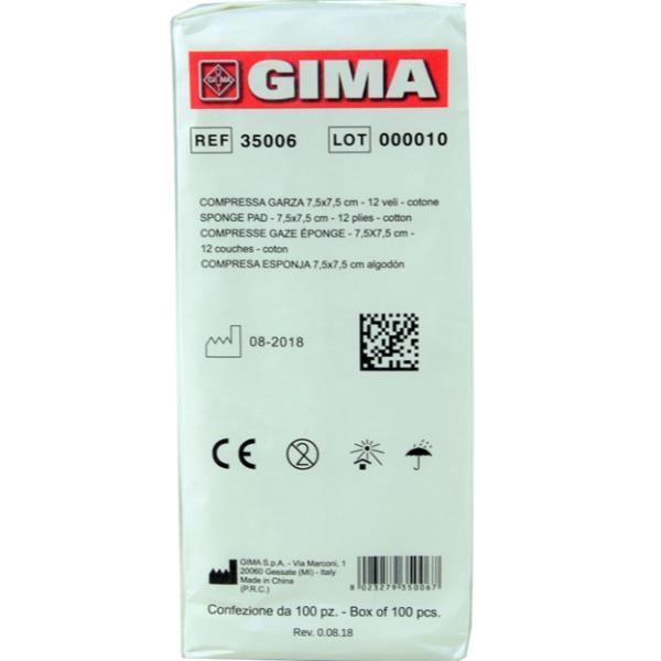GIMA CF100 COMPRESSA GARZA 7 5X7 5CM