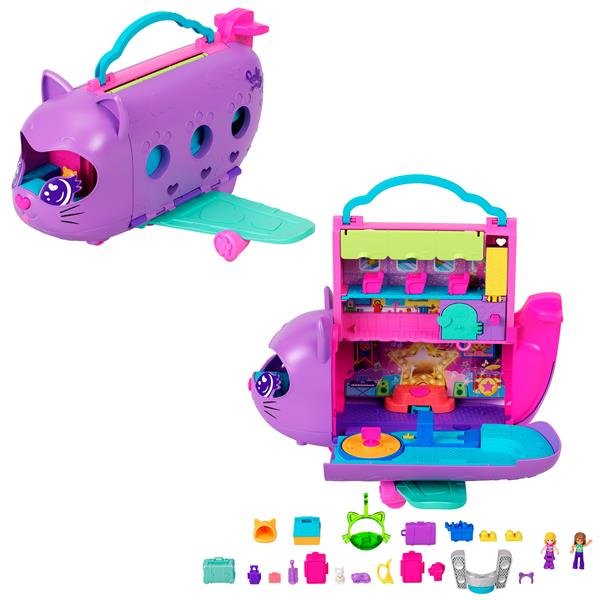MATTEL POLLY POCKET AEREO GATTINO PLAYSET DA VIAGGIO …