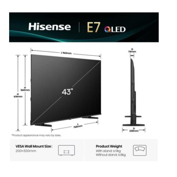 Hisense E7Q 43E79Q, 109,2 cm (43ʺ), 3840 x …
