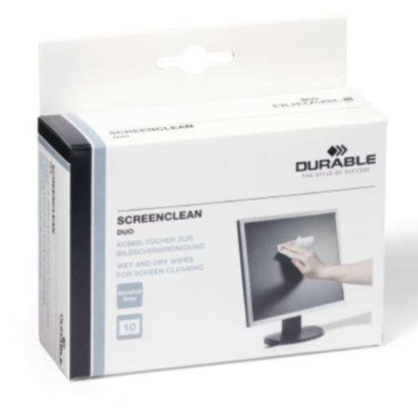 DURABLE SCREENCLEAN DUO 10 COPPIE DI SALVIETTINE MONOUSO …