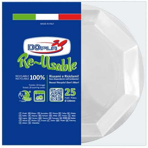 Piatto piano riutilizzabile - ottagonale - diametro 22 …