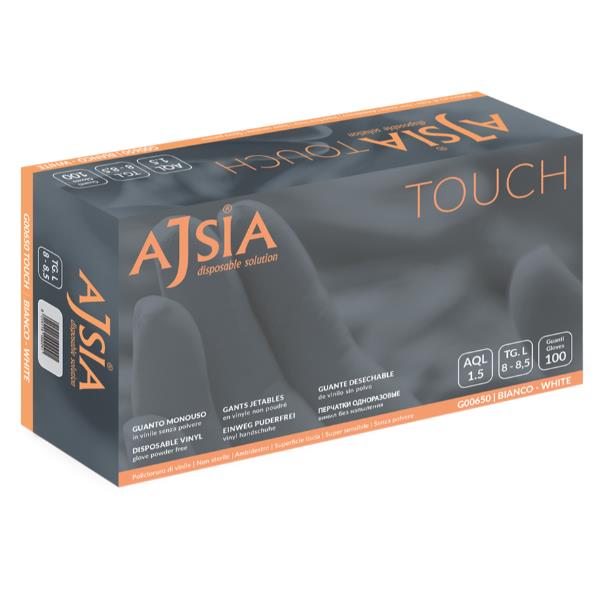 AJSIA CF100GUANTI TOUCH BIANCO 4.5GR L