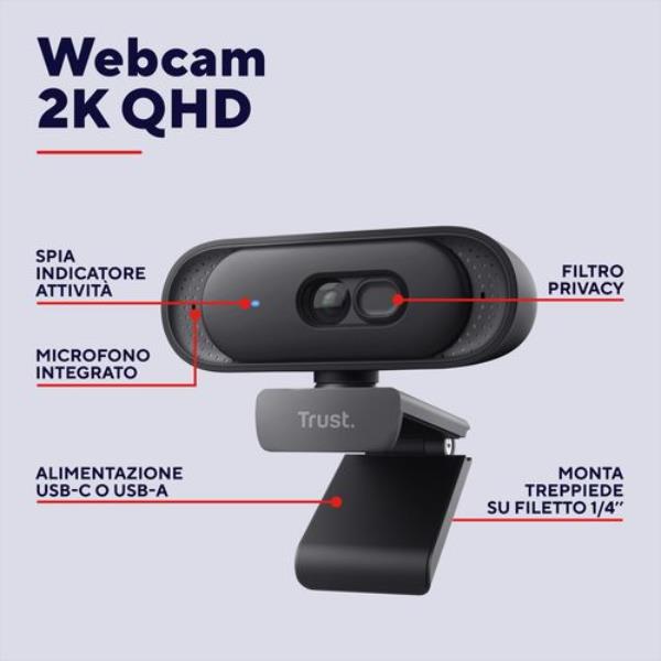 TRUST TOMAR 2K QHD WEBCAM BLACK