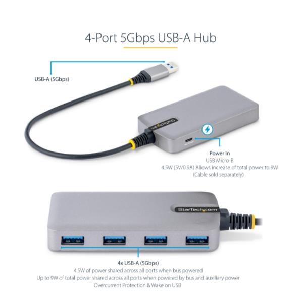 StarTech.com 4-Port USB Hub, USB 3.0 5Gbps, Bus …