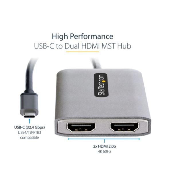 StarTech.com USB-C to Dual HDMI MST HUB, Dual …