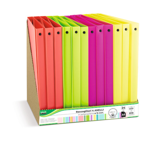BLOCCHI QUADERNI E RUBRICHE - RACCOGLITORE NEON 4ANELLI …