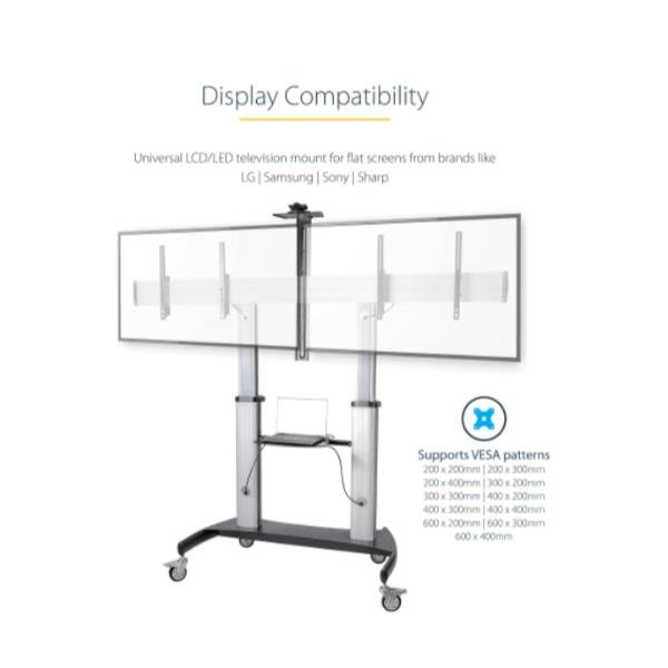 StarTech.com Dual TV Cart for 37-60in VESA TVs …