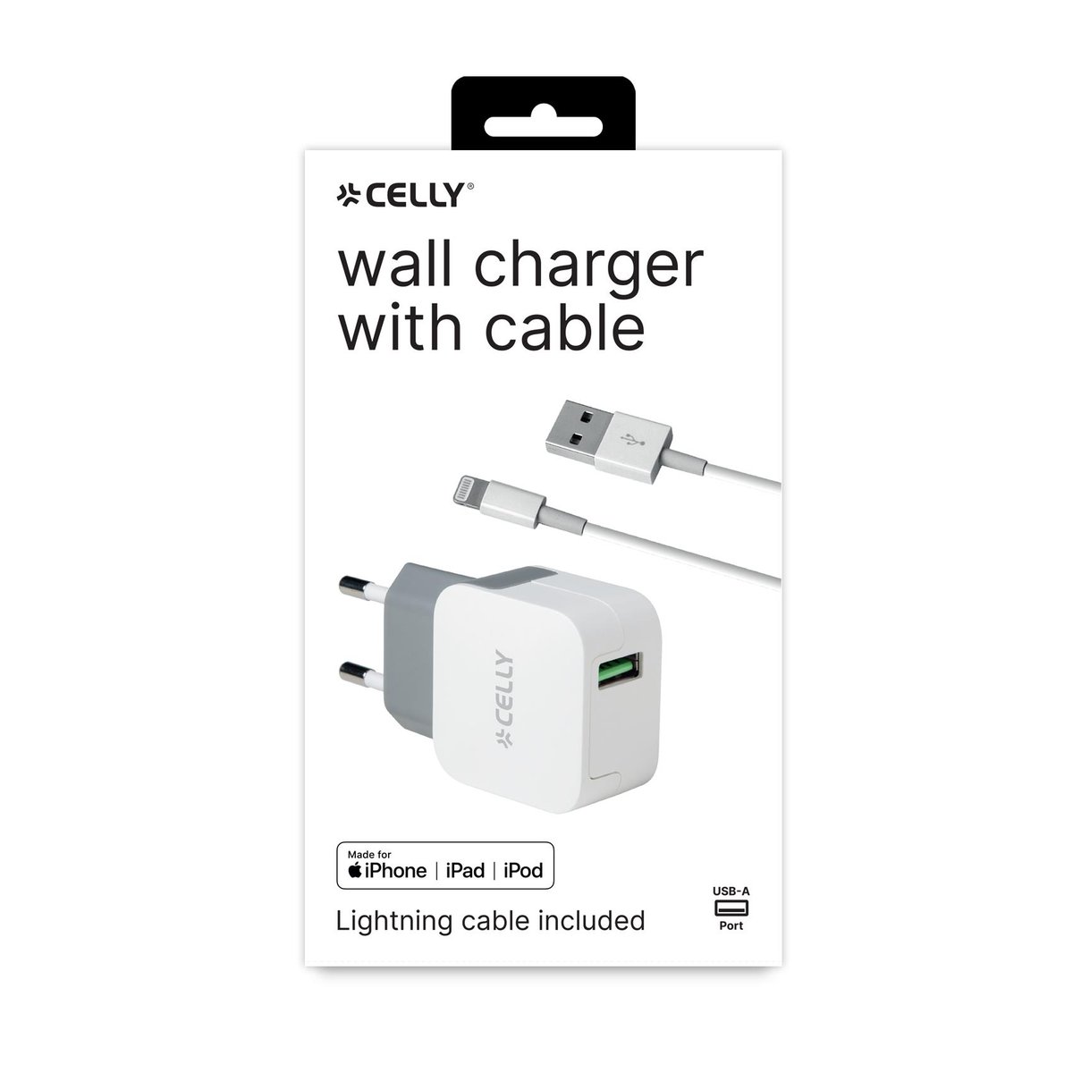 Celly TCUSBLIGHT - 12W USB-A Wall Charger+USB-A to …