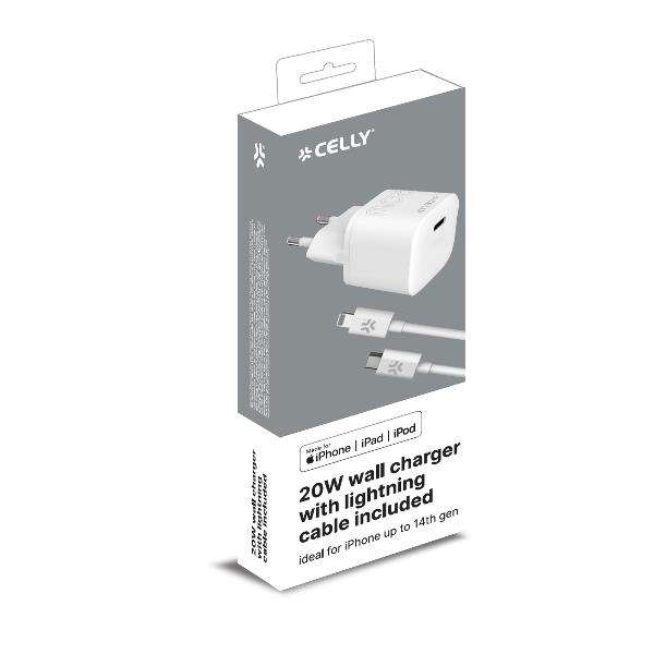 Celly PC2TC20WLIGHTCA - 20W USB-C Wall Charger with …