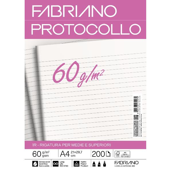 Fabriano CARTA PROTOCOLLO A4 60g 200ff - RIG …