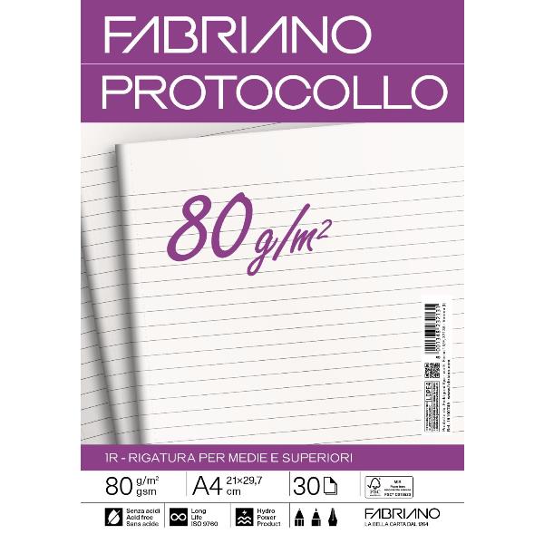 Fabriano CARTA PROTOCOLLO A4 80g 30ff - RIG …