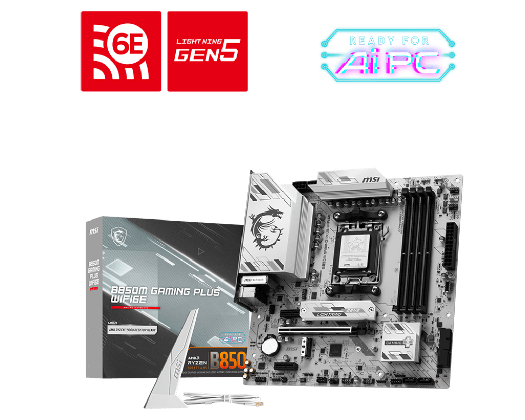 MSI B850M GAMING PLUS WIFI6E, AMD, Socket AM5, …
