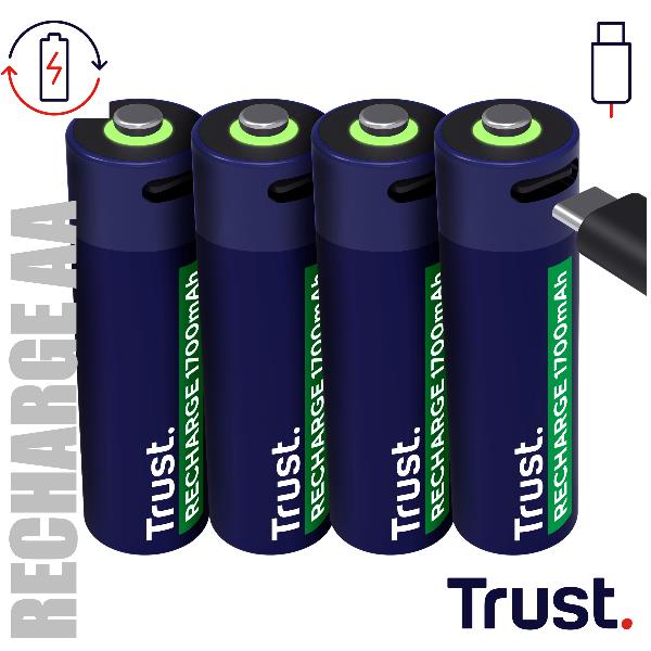 Trust 4PZ BATTERIE AA RICARICABILI VIA USB-C - …