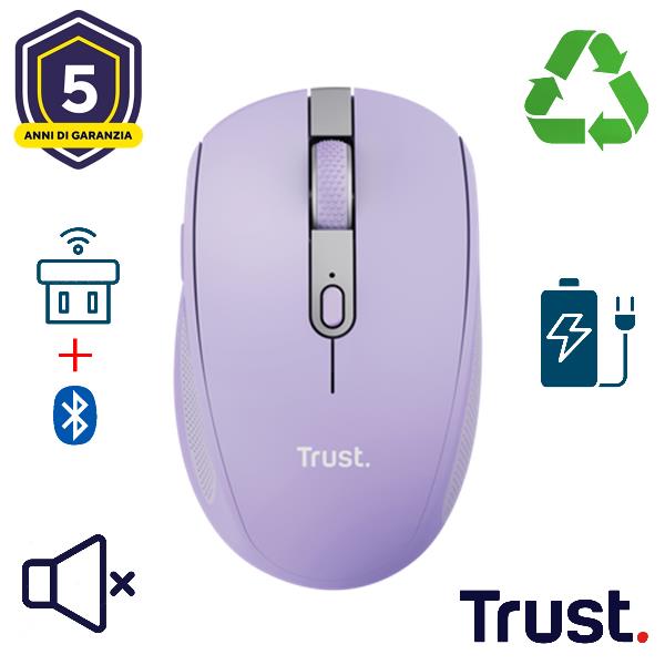 Trust OZAA MOUSE WIRELESS RICARICABILE SILENZIOSO CON DOPPIA …