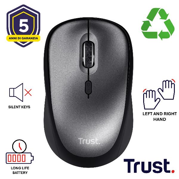 Trust Yvi+, Mano destra, Ottico, RF Wireless, 1600 …