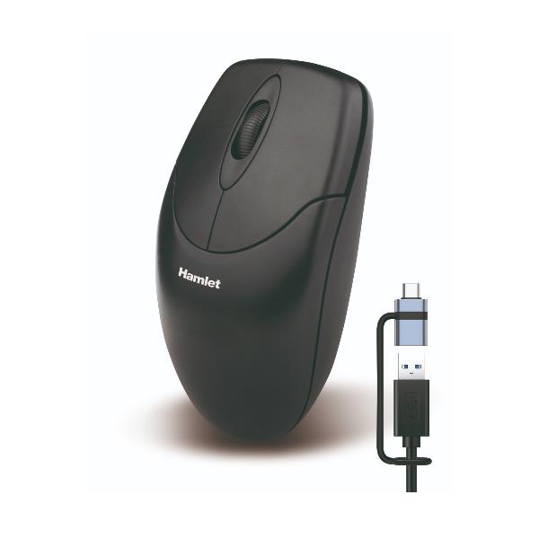 Hamlet XMICEU2-CX, Ambidestro, Ottico, USB Type-A + USB …