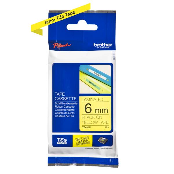 Brother - Nastro - Nero/Giallo - TZE611 - …