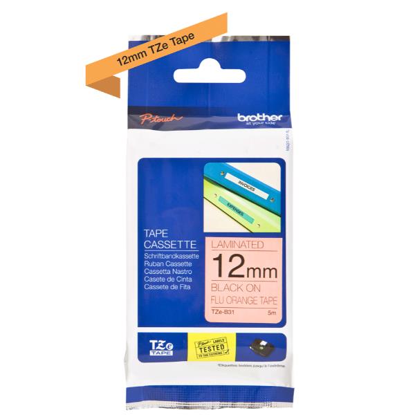 Brother - Nastro laminato fluorescente - Nero/Arancio fluo …
