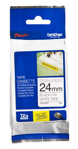 Brother - Nastro con adesivo resistente - Nero/Bianco …