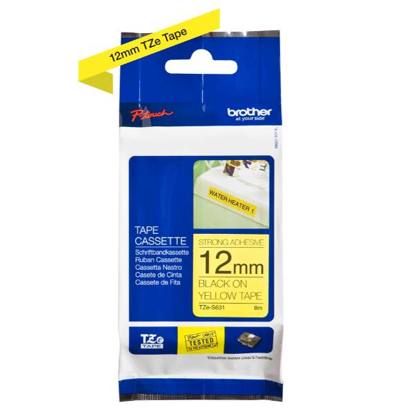 Brother - Nastro con adesivo resistente - Nero/Giallo …