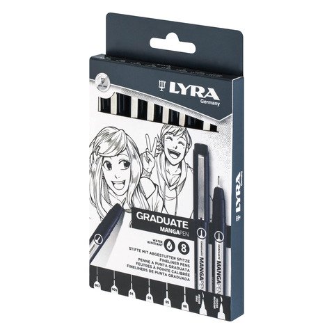 LYRA MANGA PENNE GRADUATE PUNTE ASSORTITE INCHIOSTRO NERO …