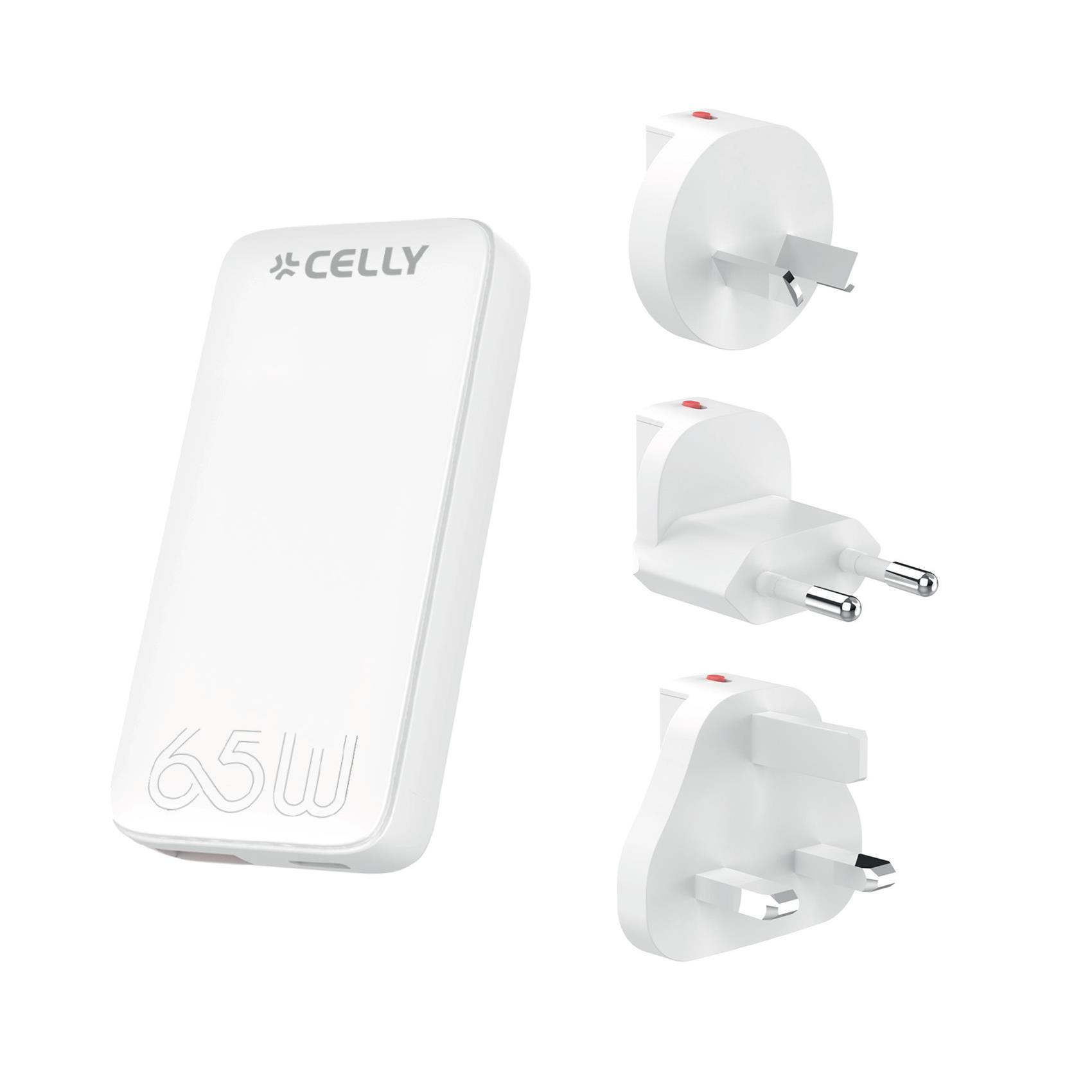 Celly Universa GaN Wall Charger Multiplug 65W