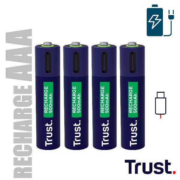 Trust 4 PZ BATTERIE AAA RICARICABILI VIA USB-C …