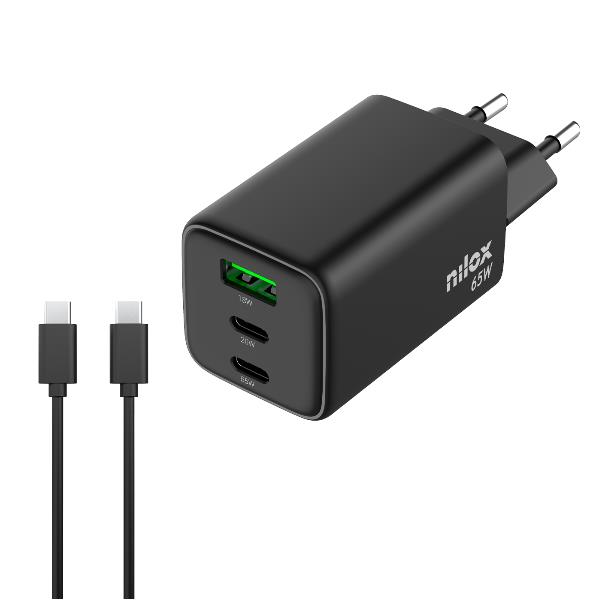 Nilox Caricabatterie UNIVERSALE GAN 65W a 3 porte …
