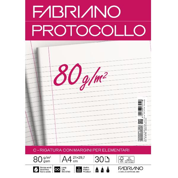 Fabriano CARTA PROTOCOLLO A4 80g 30ff - RIG …