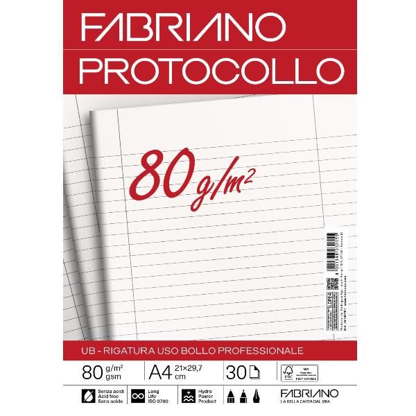 Fabriano CARTA PROTOCOLLO A4 80g 30ff - RIG …