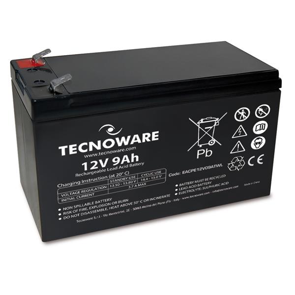 TECNOWARE POWER BATTERY 12V 9AH FASTON 6.3mm BATTERIA …