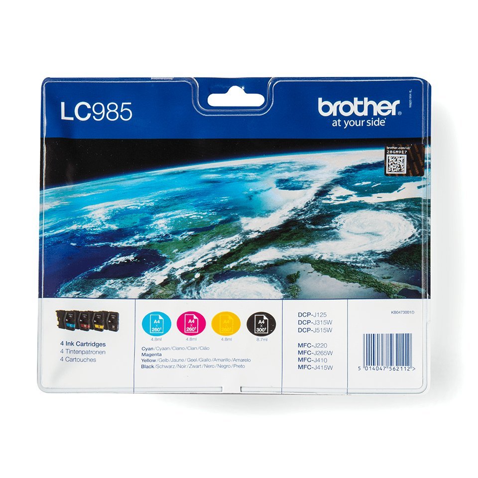 Brother LC-985VALBPDR cartuccia d'inchiostro 4 pz Originale Nero, …