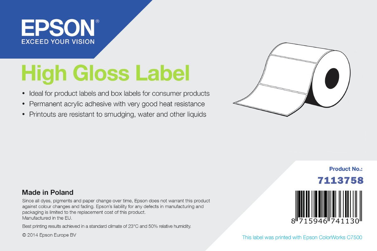 7113758 HIGH GLOSS LABEL 102MMX51MM