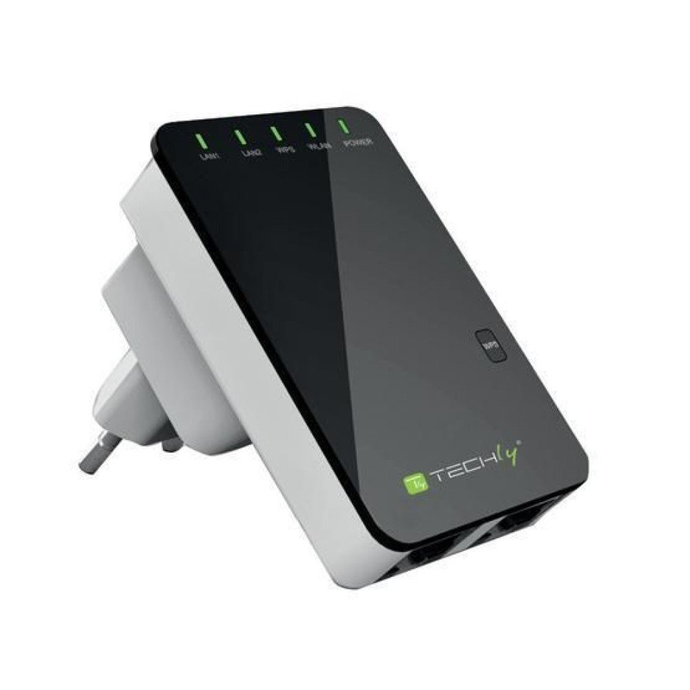 Techly I-WL-REPEATER2 Ripetitore/Router N300 da inserire nella presa