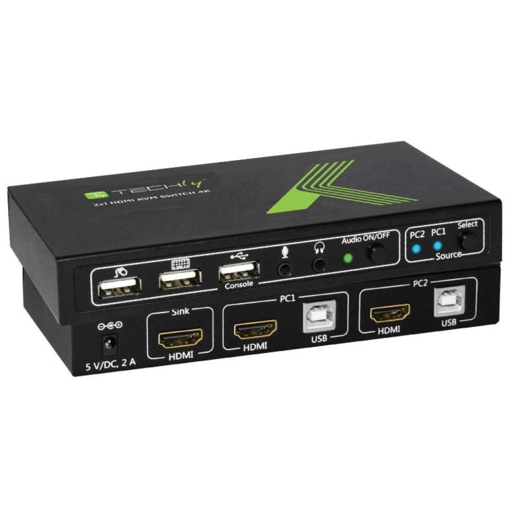 Techly IDATA KVM-HDMI2U Switch KVM 2x1 HDMI/USB 4K60Hz …