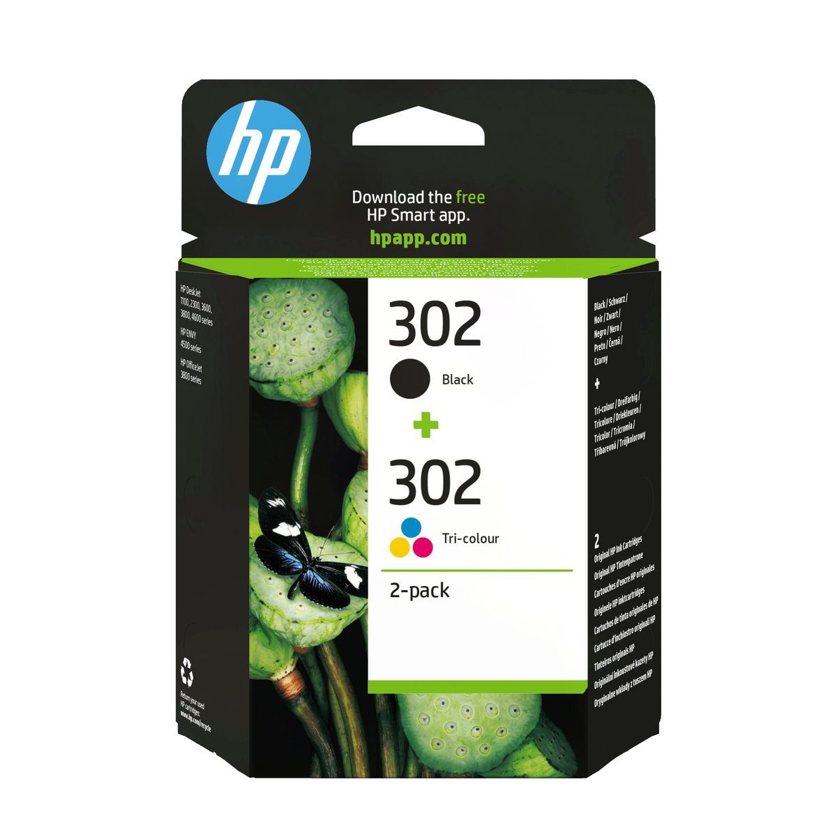 HP 302 2-pack Black/Tri-colour Original Ink Cartridges cartuccia …