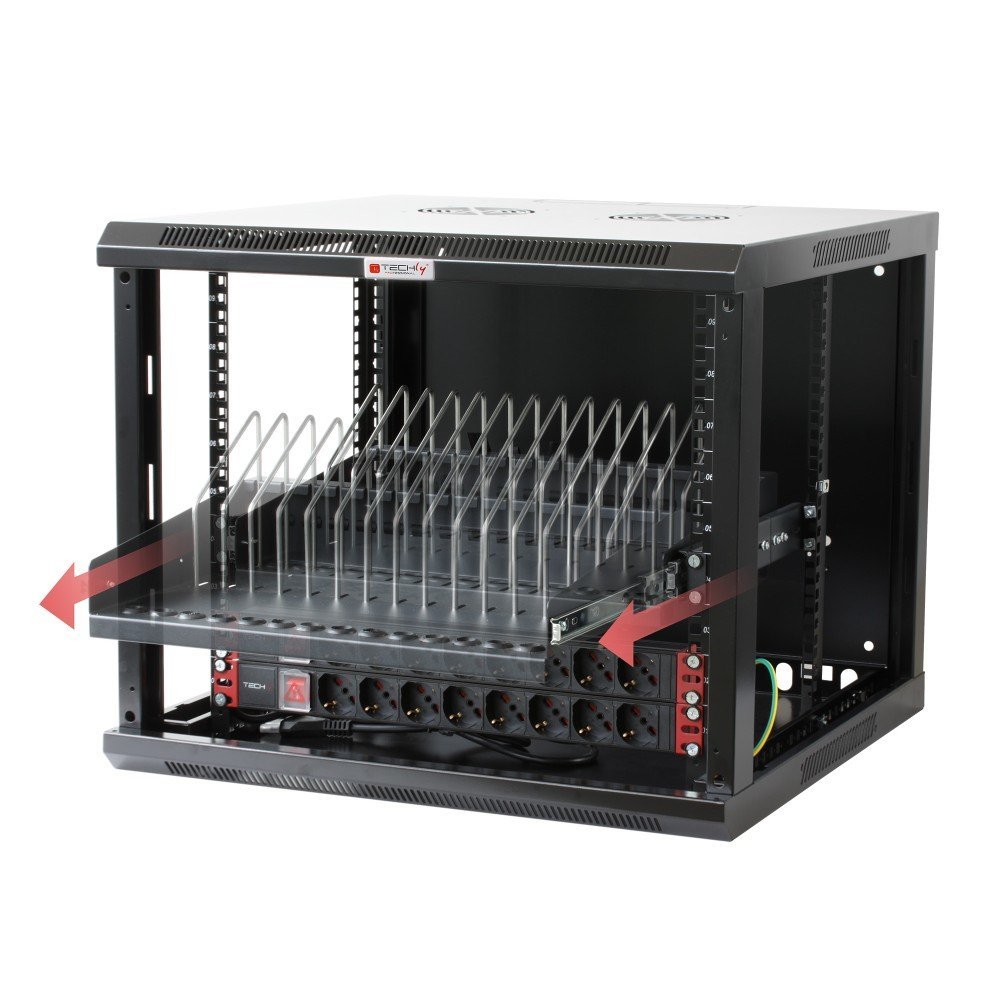 Techly I-CABINET-TRAY14BK Mensola Rack Estensibile per Dispositivi Mobili …