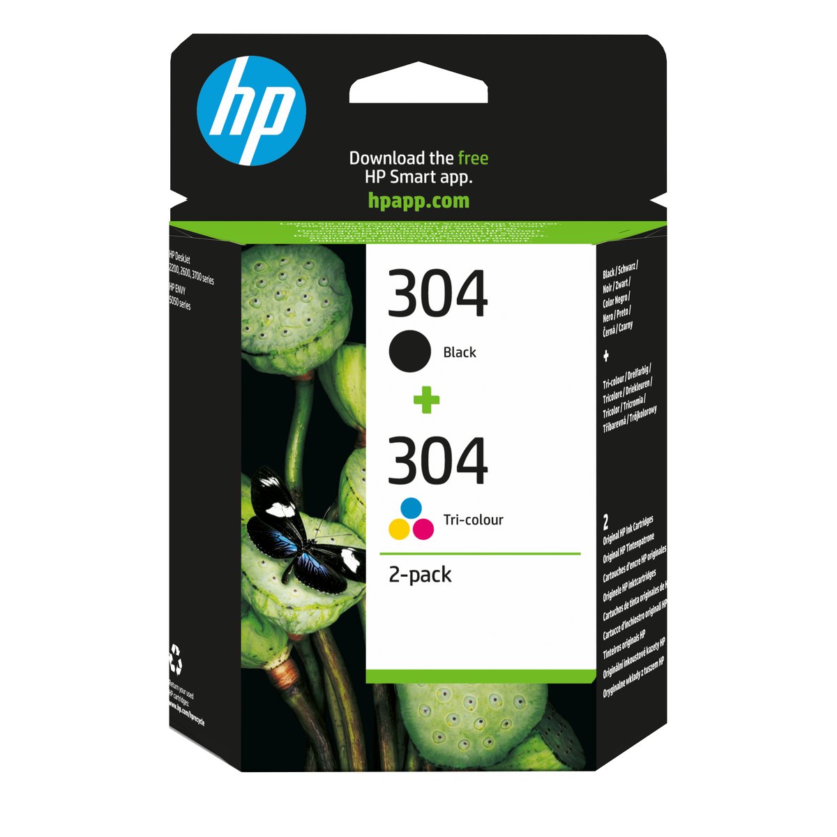 HP 304 2-pack Black/Tri-color Original Ink Cartridges cartuccia …