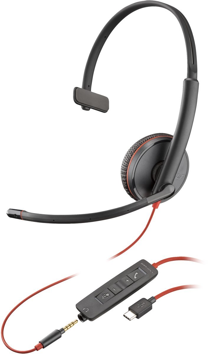 HP Poly Blackwire C3215 Monaural Headset +Carry Case …