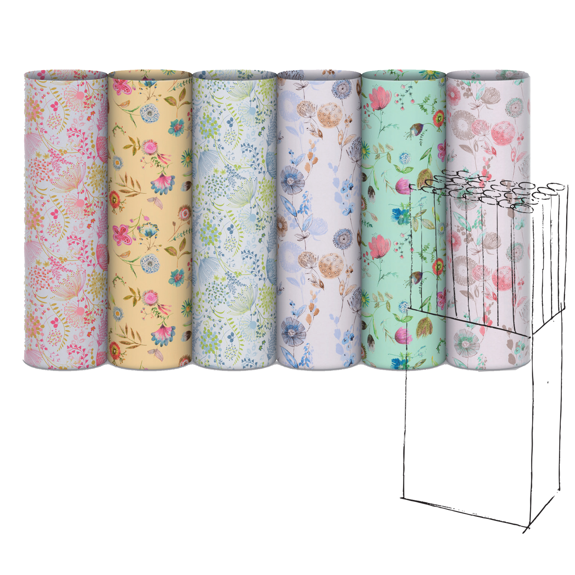 Rotolo carta regalo riciclata Fiori di campo - …